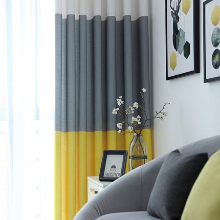 Kaksivärinen moderni verho harmaa-keltainen