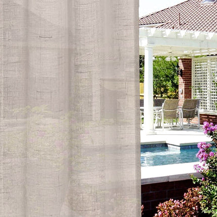 Pellavatyylinen ulkoverho verannalle ja terassille