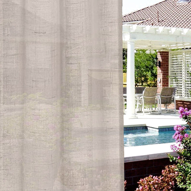 Pellavatyylinen ulkoverho verannalle ja terassille