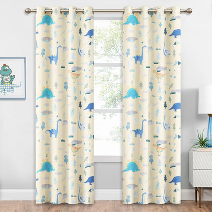 Beige lasten pimennysverho dinosauruksilla