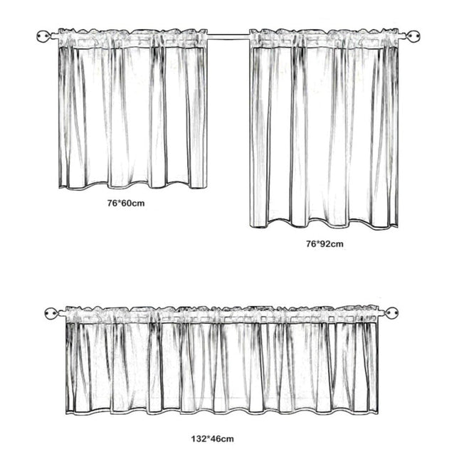 Lyhyt valkoinen kahvilaverho keittiöön