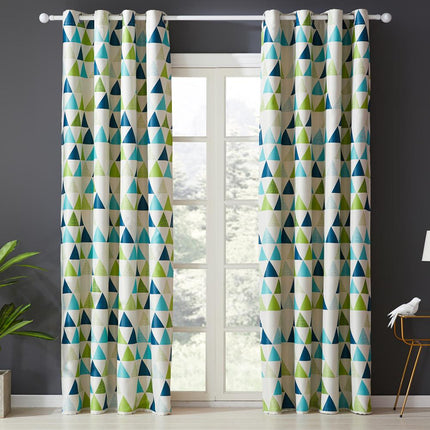 Moderni vihreä verho geometrisellä kuviolla