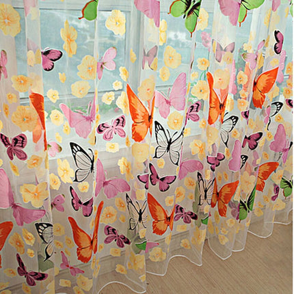 Valoverho värikkäillä perhosilla