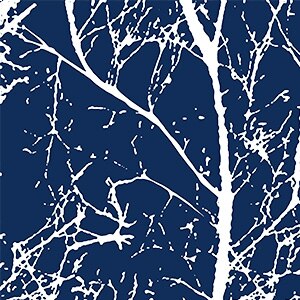 Säänkestävä ulkoverho sinisellä oksakuviolla