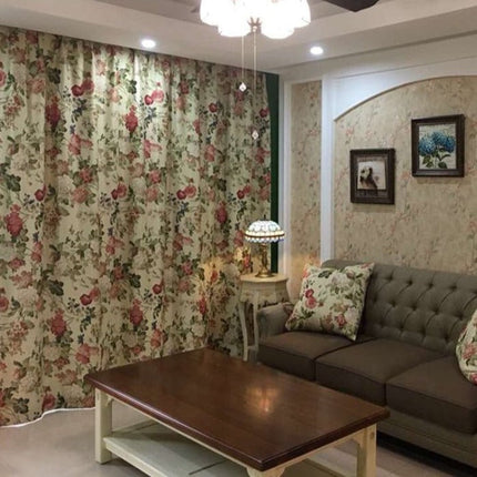 Pimennysverho vintage-tyylisellä kukkakuviolla