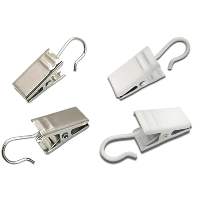 Valkoiset verhonipistimet koukulla