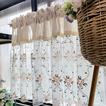 Maalaisromanttinen kappaverho keittiön ikkunaan