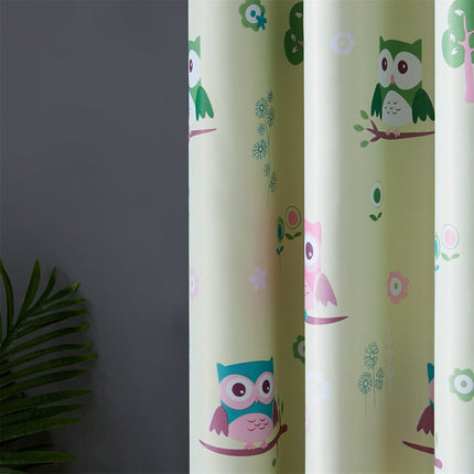 Kermanvärinen lasten pimennysverho pöllöillä