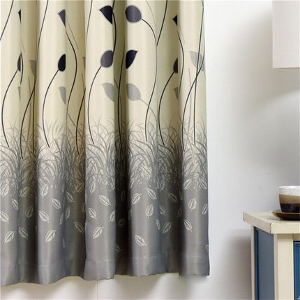 Koristeellinen verho modernilla lehtikuviolla