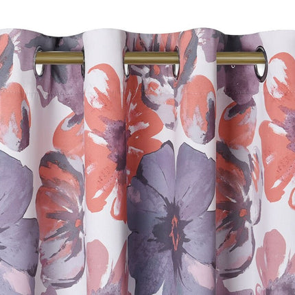 Verho vesivärityylisellä kukkakuviolla