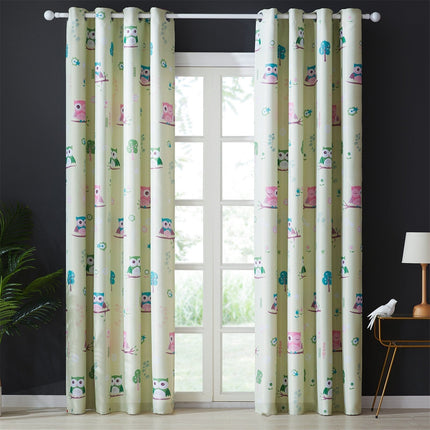 Kermanvärinen lasten pimennysverho pöllöillä