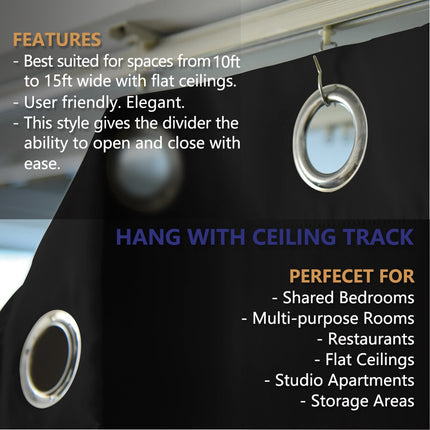 Pimennysverho tilanjakajaksi makuuhuoneeseen