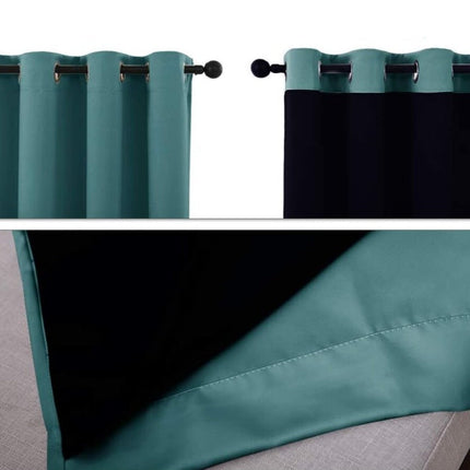 Vaalea petrolinsininen lämpöeristetty verho