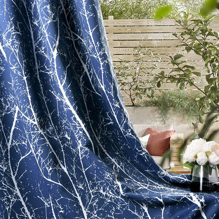 Säänkestävä ulkoverho sinisellä oksakuviolla