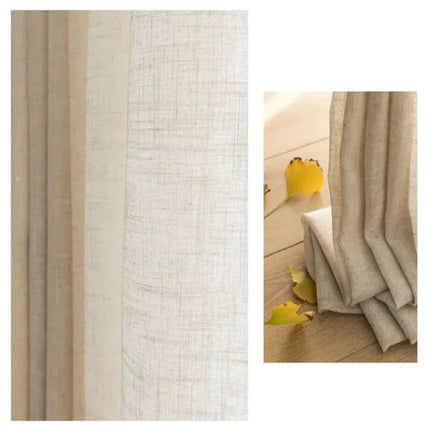 Pellavatyylinen beige valoverho olohuoneeseen