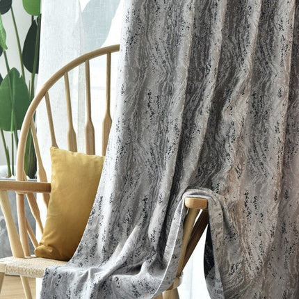 Harmaa pimennysverho modernilla abstraktilla kuviolla