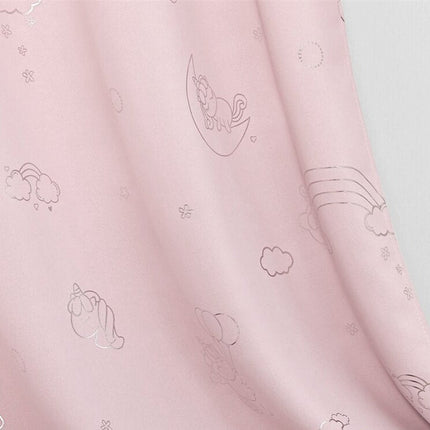 Vaaleanpunainen yksisarvisverho lastenhuoneeseen