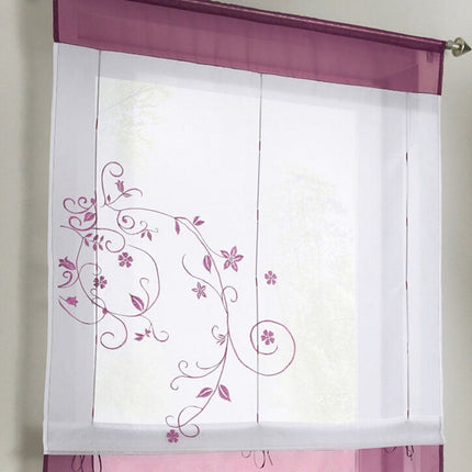 Koristeellinen laskosverho kukka-aiheella