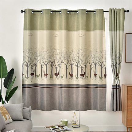 Metsäaiheinen verho peuroilla lastenhuoneeseen