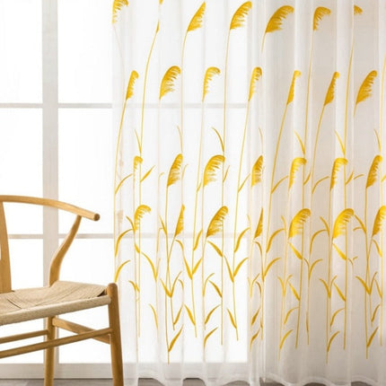 Valoverho kirjaillulla heinäkuviolla