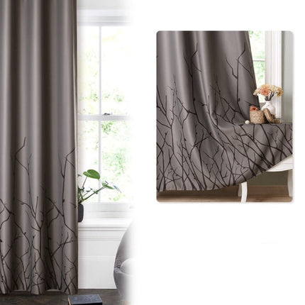 Luontoaiheinen verho oksakuviolla olohuoneeseen