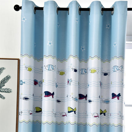 Lastenhuoneen verho hauskalla kalakuviolla