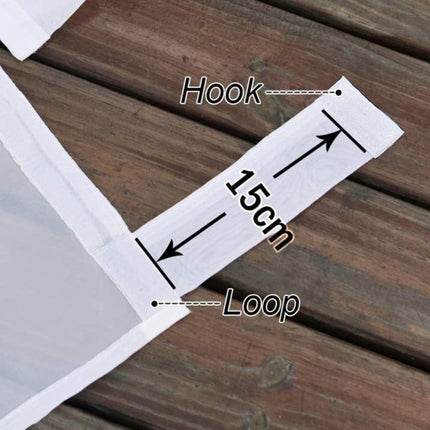 Valkoinen säänkestävä ulkoverho purjerenkailla