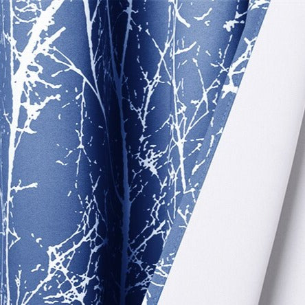 Säänkestävä ulkoverho sinisellä oksakuviolla
