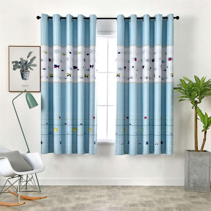 Lastenhuoneen verho hauskalla kalakuviolla