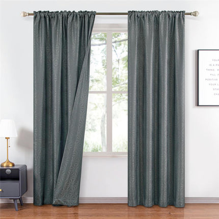 Harmaa verho geometrisella kuviolla