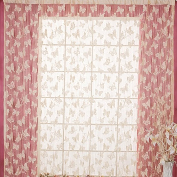 Valoverho kauniilla perhoskuviolla