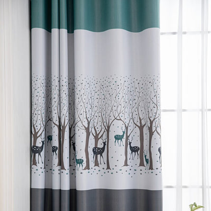 Lastenhuoneen verho metsäaiheisella kuviolla