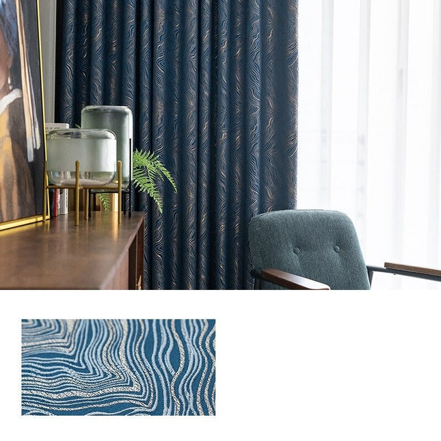 Yönsininen pimennysverho abstraktilla kuviolla