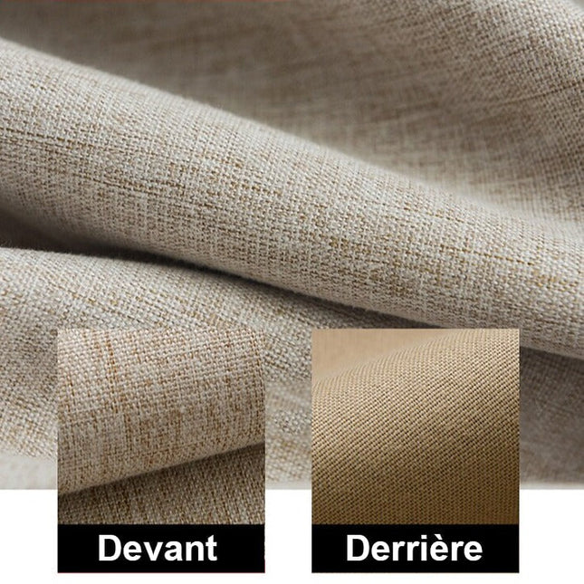 Beige yksivärinen pimennysverho makuuhuoneeseen