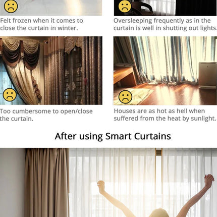 Älykäs moottoroitu verhokisko kaukosäätimellä