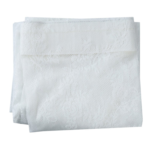 Valkoinen kukkakuvioinen pitsiverho