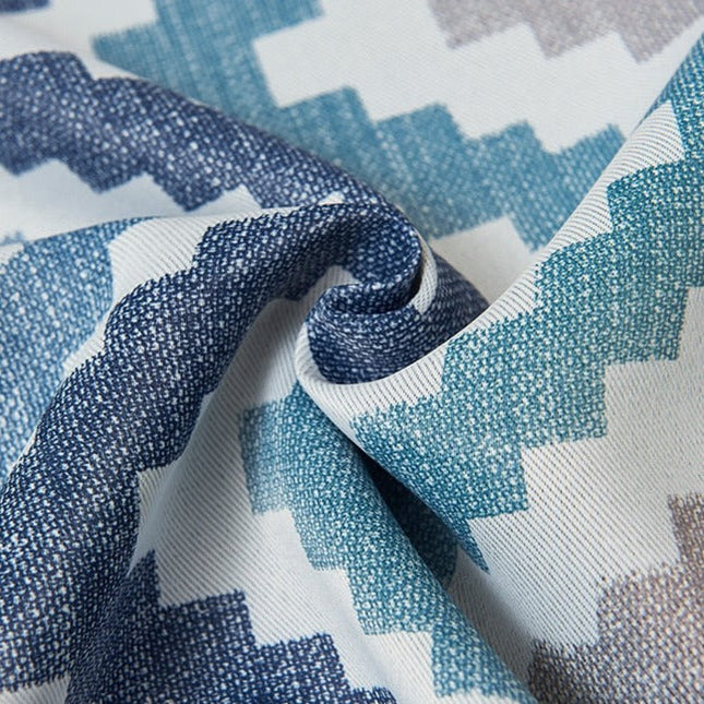 Sininen siksak-kuvioinen Fernil-pimennysverho