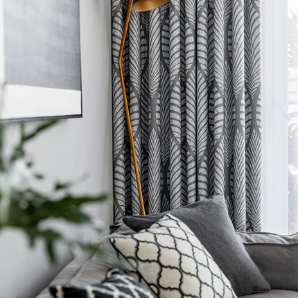 Lehtikuvioinen pimennysverho makuuhuoneeseen