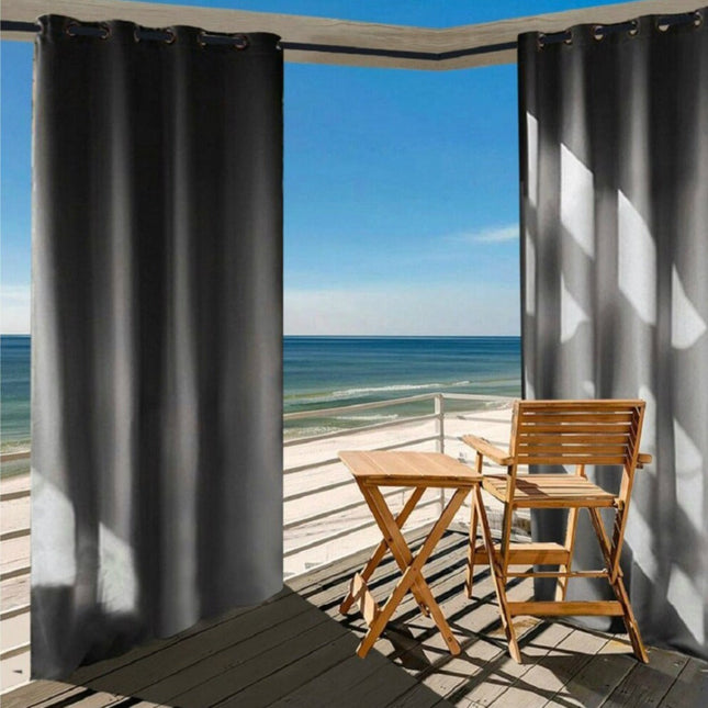 Harmaa säänkestävä ulkoverho renkailla