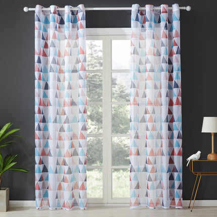 Punainen geometrisesti kuvioitu valkoverho