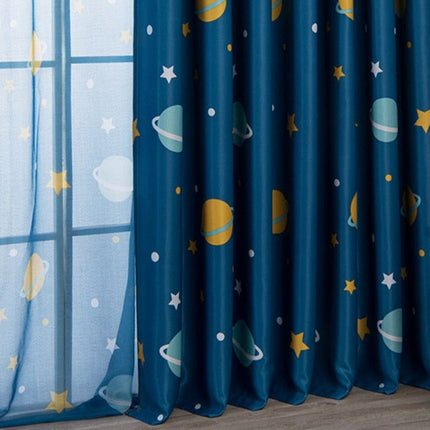 Pimennysverho avaruuskuviolla lastenhuoneeseen