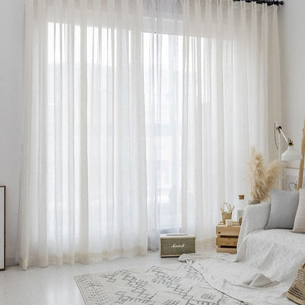 Luonnonvalkoinen pellavatyylinen valoverho