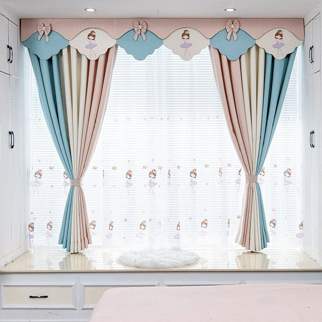 Lastenhuoneen valoverho ballerina-kuvioilla