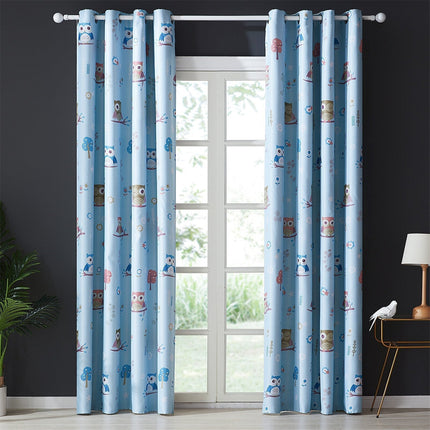 Sininen lasten pimennysverho pöllökuviolla