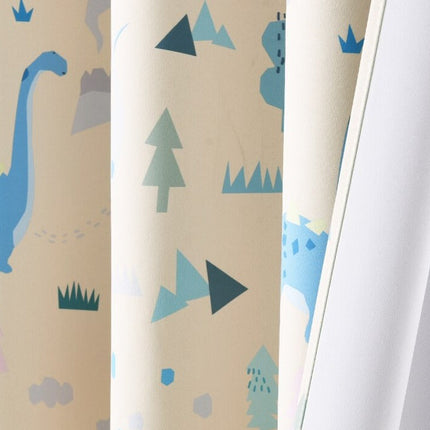 Beige lasten pimennysverho dinosauruksilla