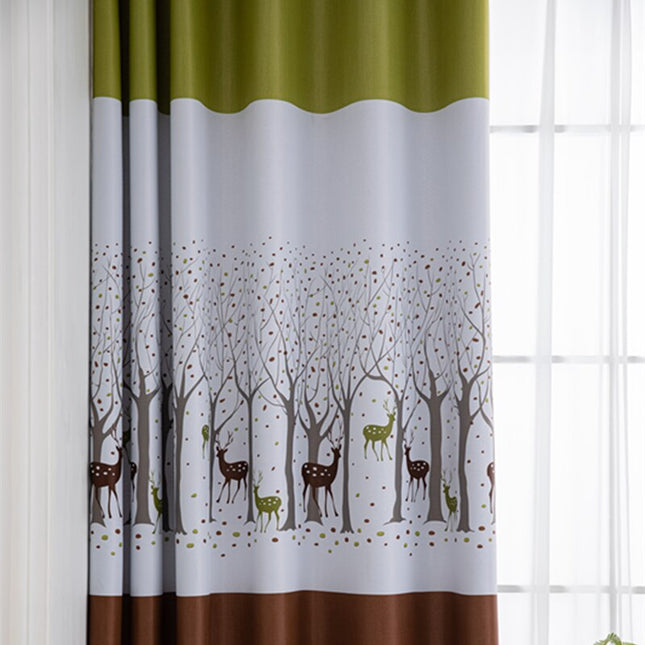 Lastenhuoneen verho metsäaiheisella kuviolla