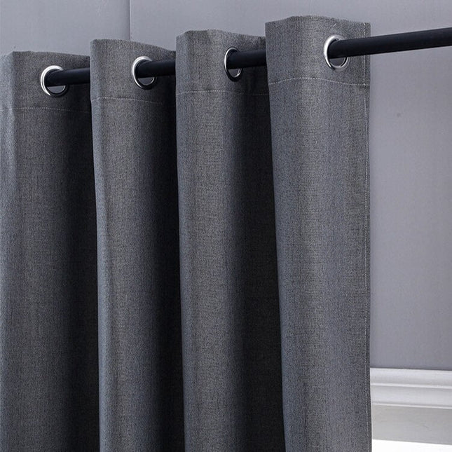 Antrasiitinharmaa pimennysverho pellavatekstuurilla