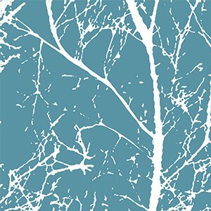 Säänkestävä ulkoverho sinisellä oksakuviolla