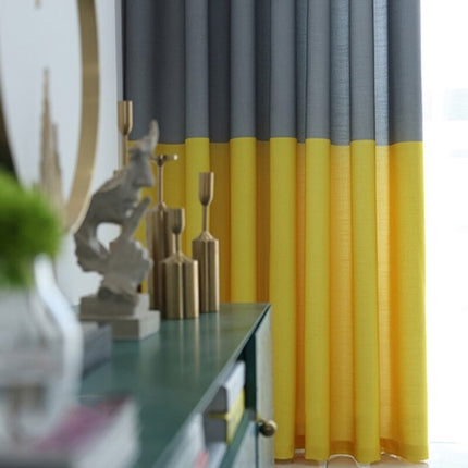 Kaksivärinen moderni verho harmaa-keltainen