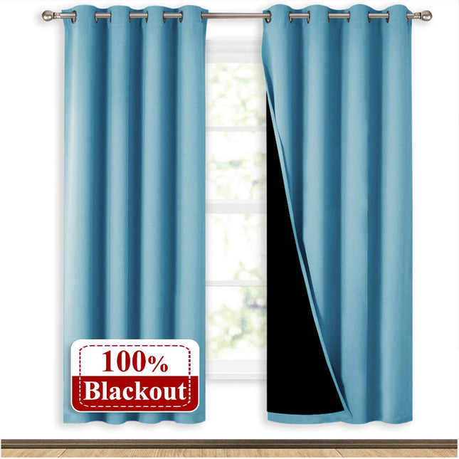 Taivaansininen lämpöeristävä pimennysverho